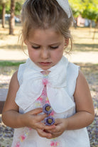 Naxos SS26 - Baby Girls White Jacquard & Multicolour Dress & Knickers