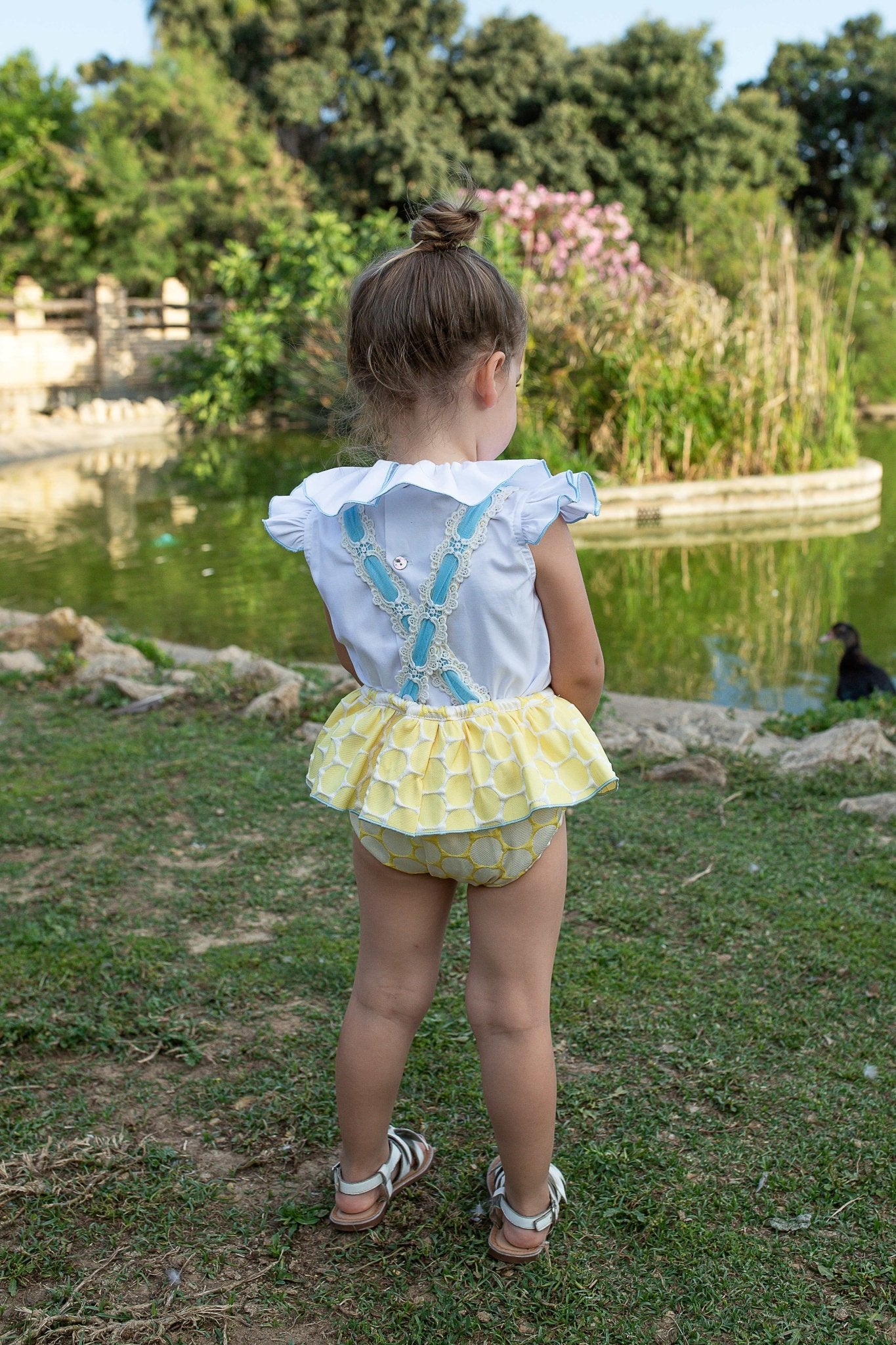 Naxos SS26 - Baby Girls Yellow & Blue Print Jam Pants and Blouse Set
