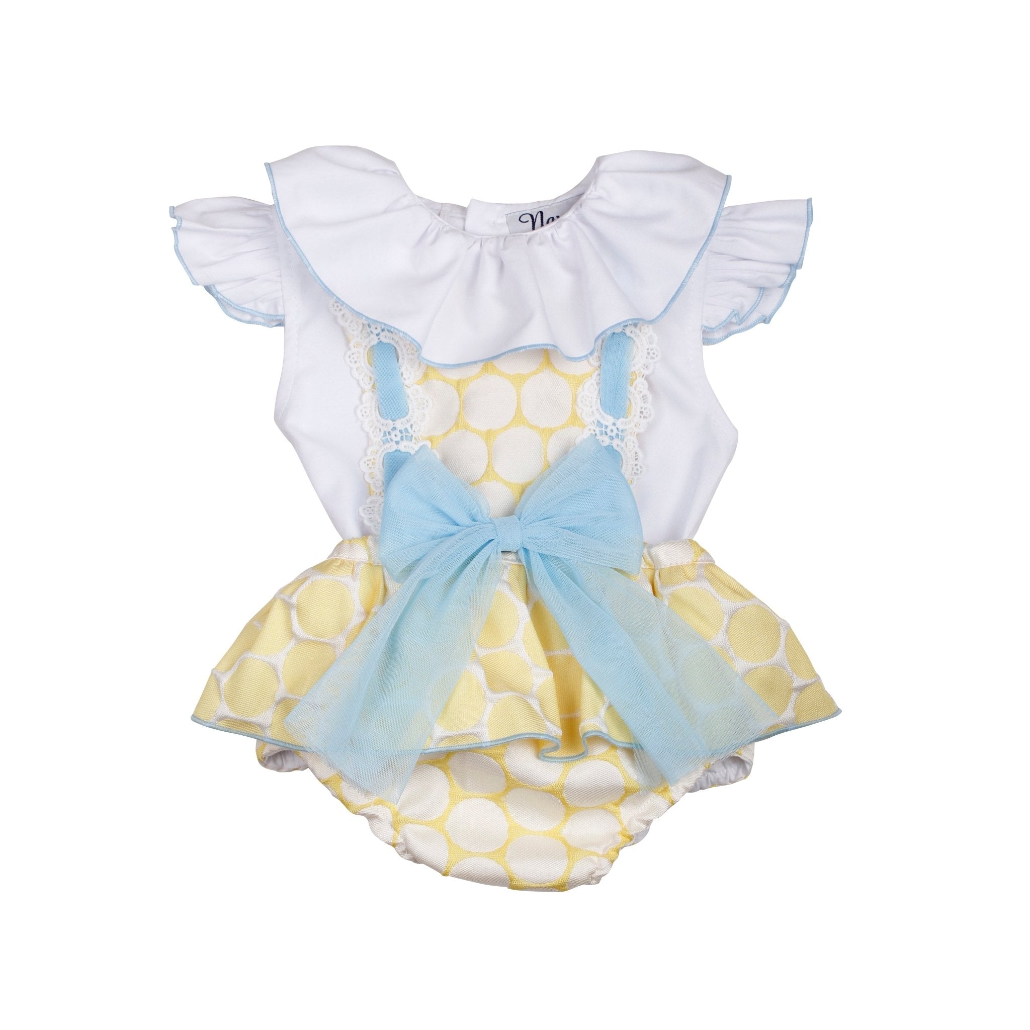Naxos SS26 - Baby Girls Yellow & Blue Print Jam Pants and Blouse Set