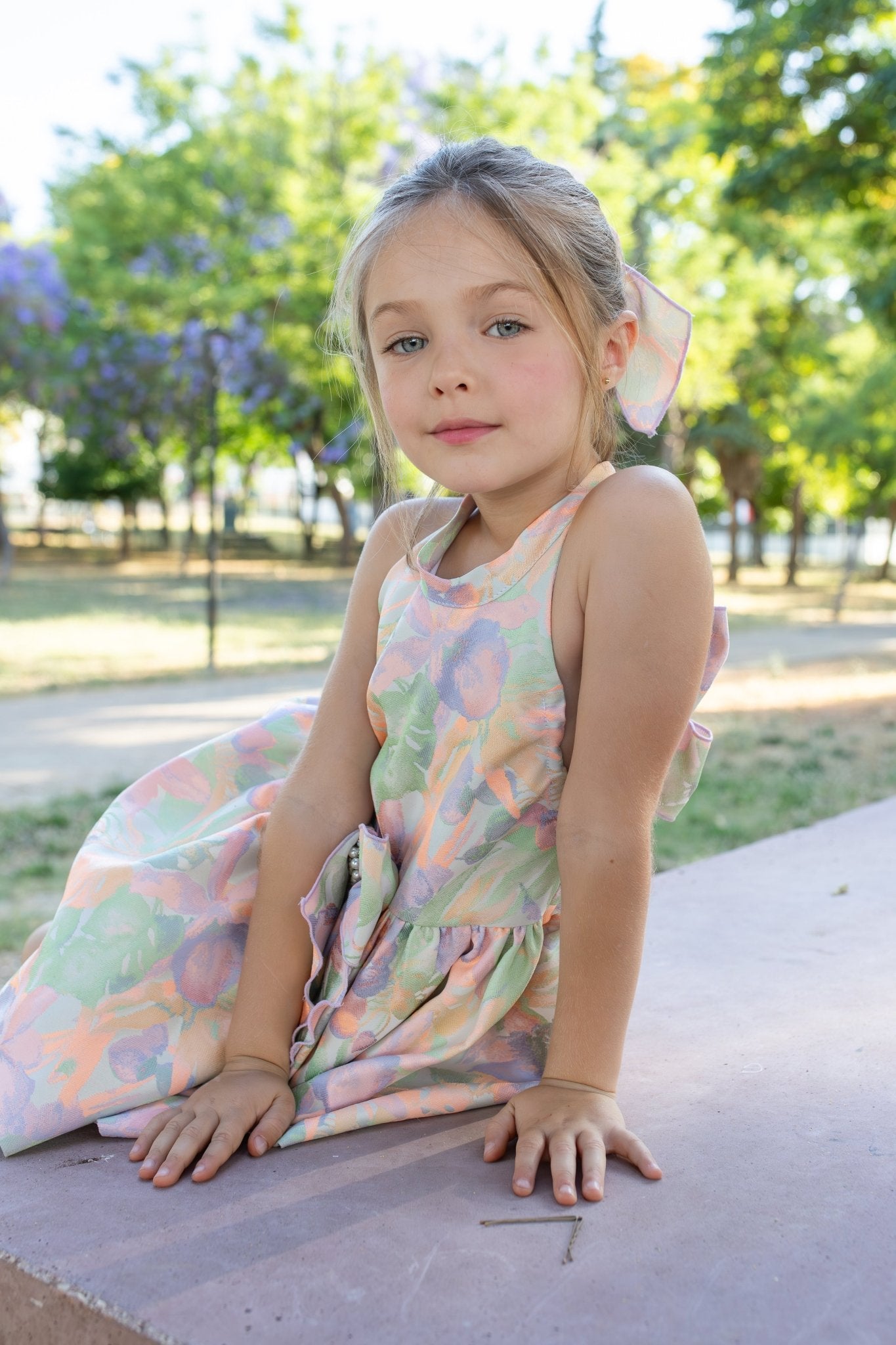 Naxos SS26 - Girls Multicoloured Bow Back Design Dress