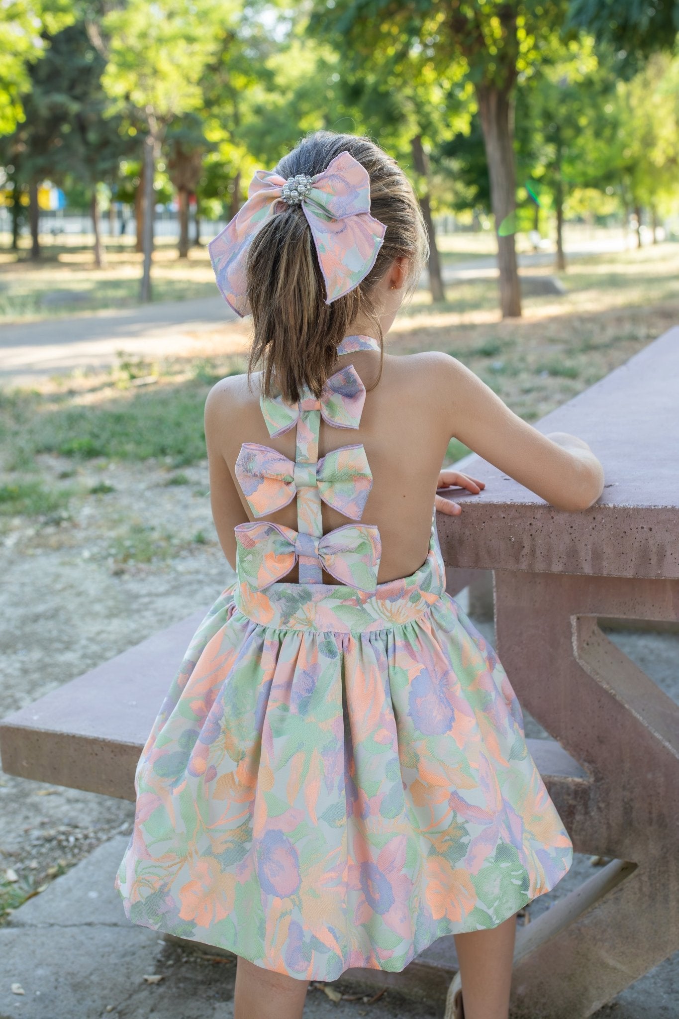 Naxos SS26 - Girls Multicoloured Bow Back Design Dress