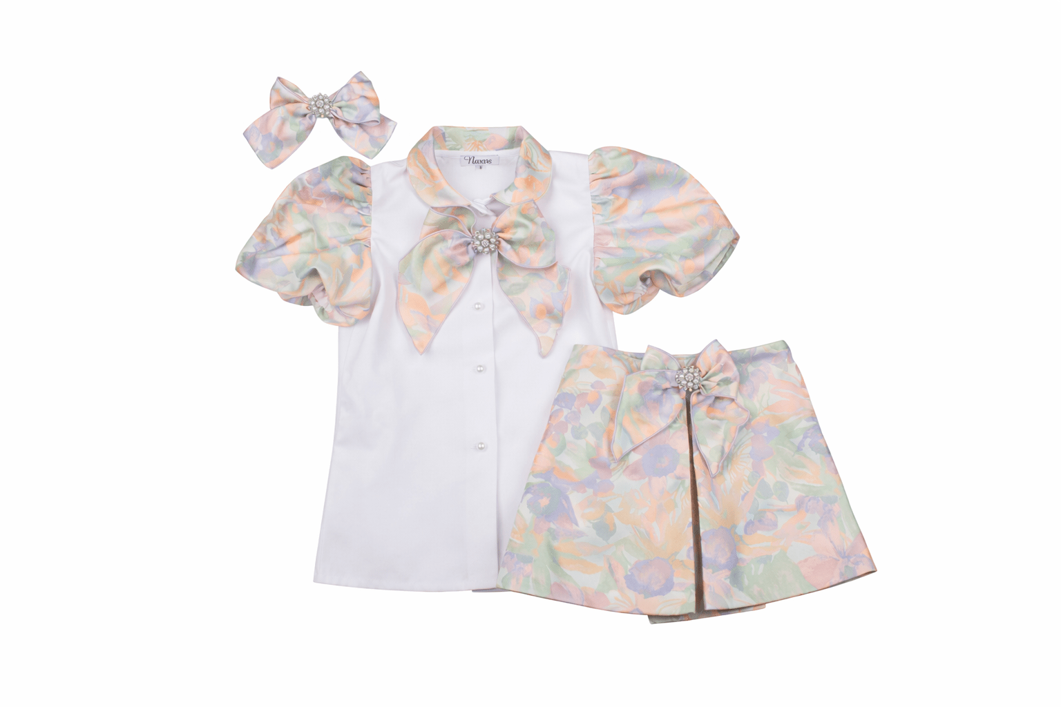 Naxos SS26 - Girls Multicoloured Floral Skirt & Blouse Set