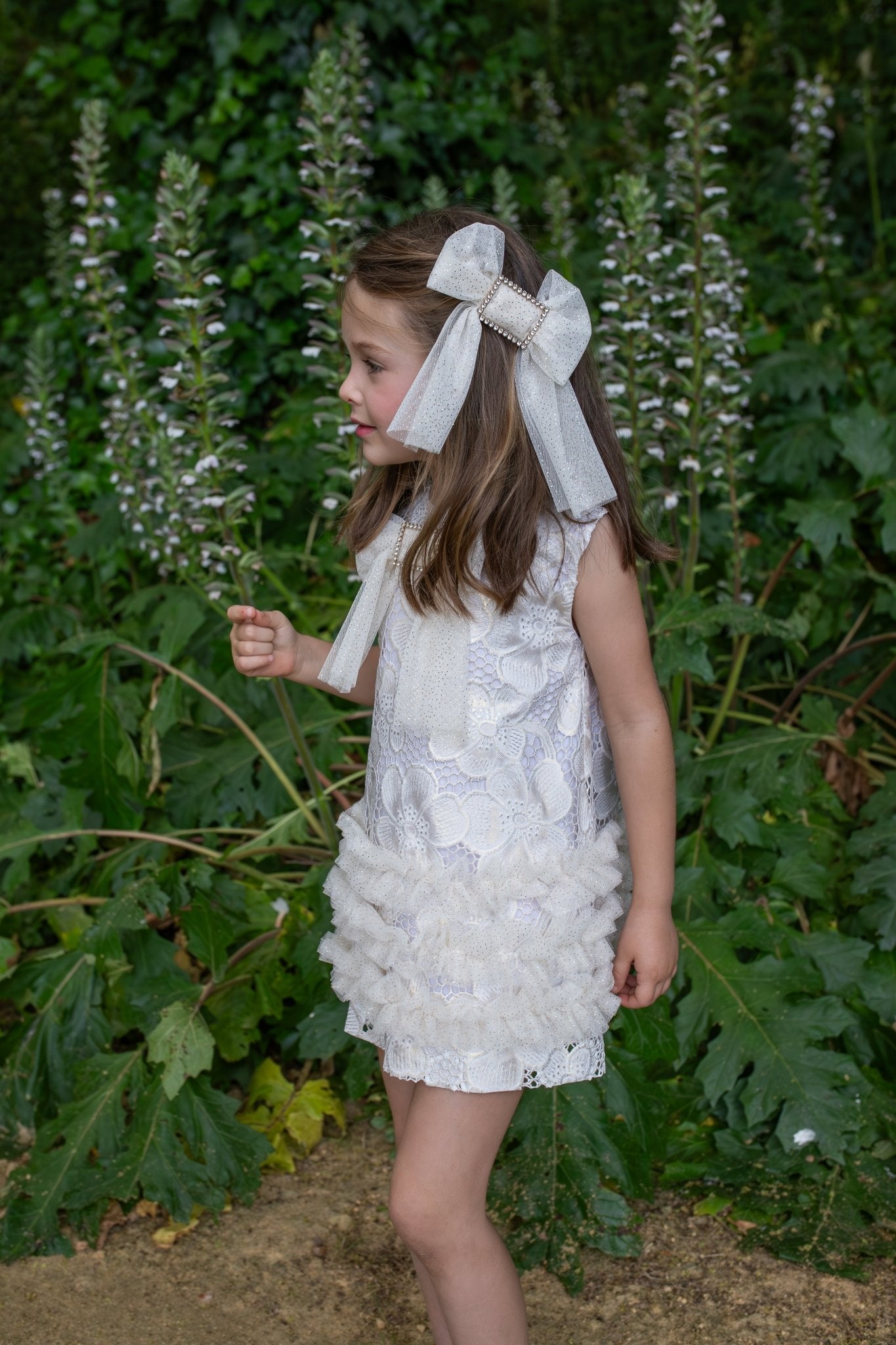 Naxos SS26 - Girls White & Gold Embroidered Dress