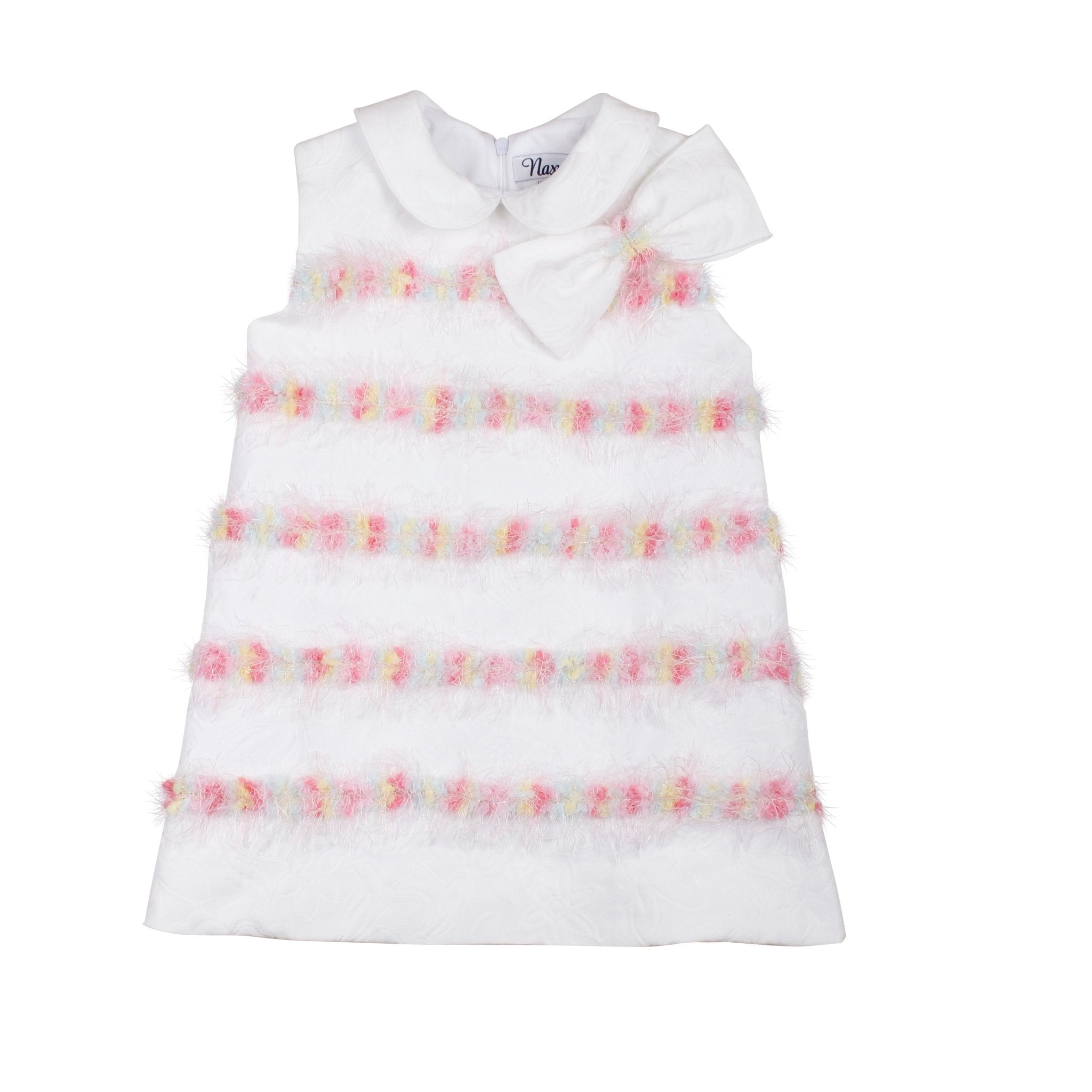Naxos SS26 - Girls White Jacquard and Multicolour Dress