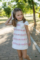 Naxos SS26 - Girls White Jacquard and Multicolour Dress