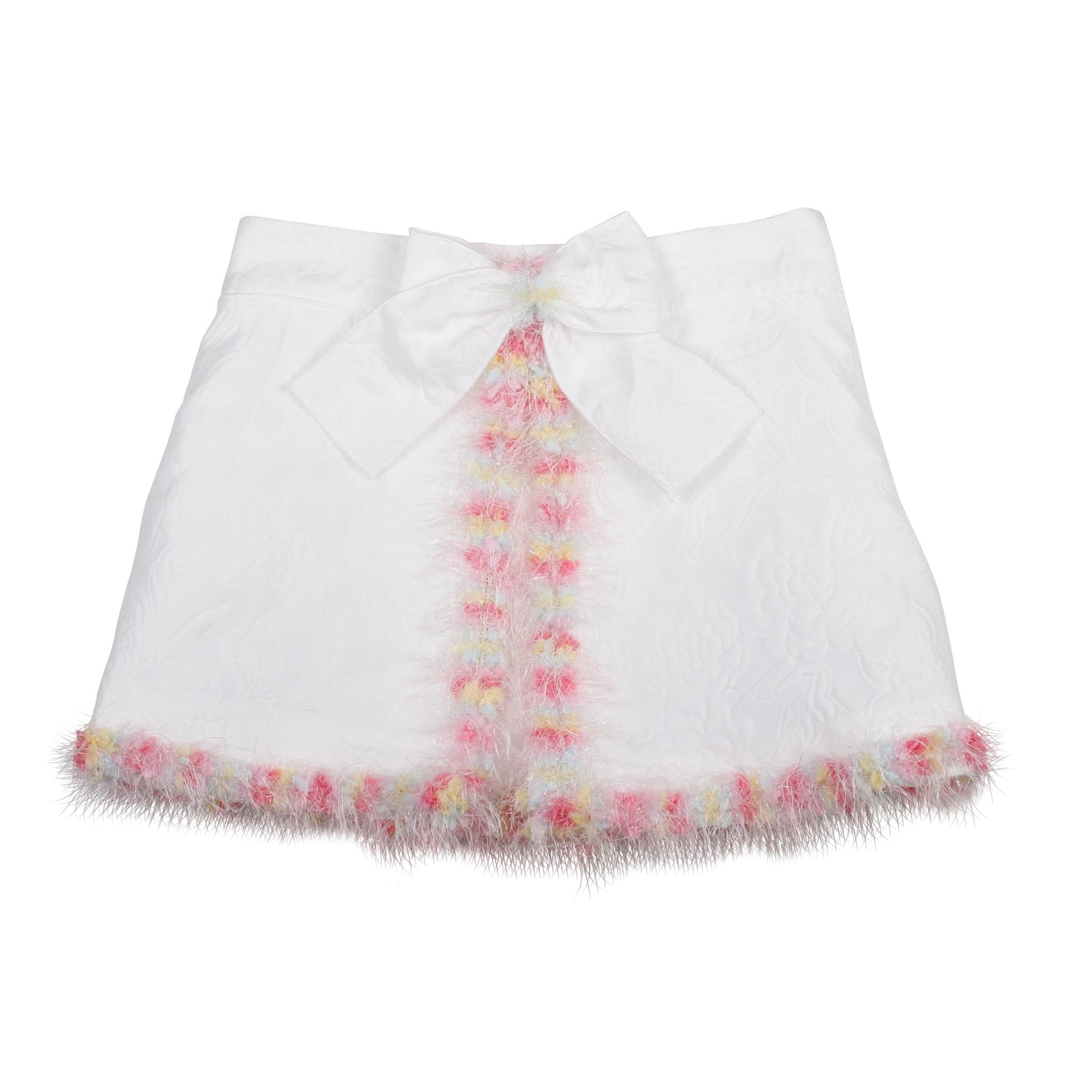 Naxos SS26 - Girls White Jacquard & Multicolour Skirt and Blouse Set