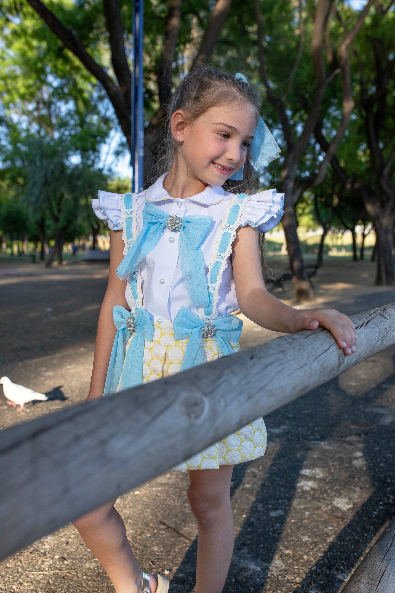 Naxos SS26 - Girls Yellow & Blue Tulle Design Skirt & Blouse Set