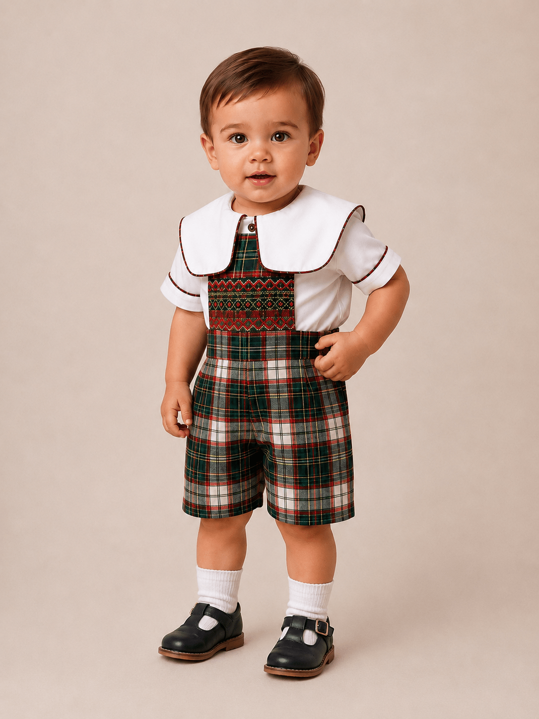 Pomme Cannelle Boys Red & Green Tartan Christmas Outfit | AW26 PRE-ORDER