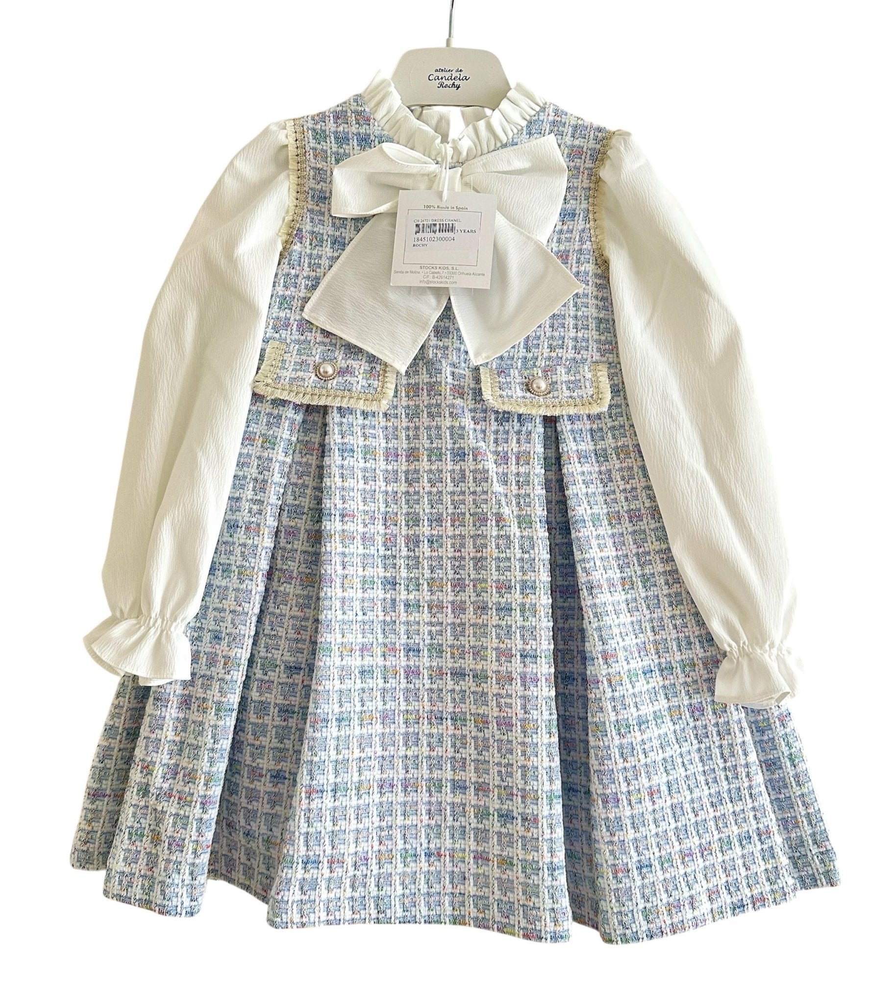 Rochy AW25 - Girl's Chanel Blue & Multi Colour Tweed Dress