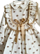 Rochy AW25 - Girl's Motas Cream and Camel Polka Dot Dress