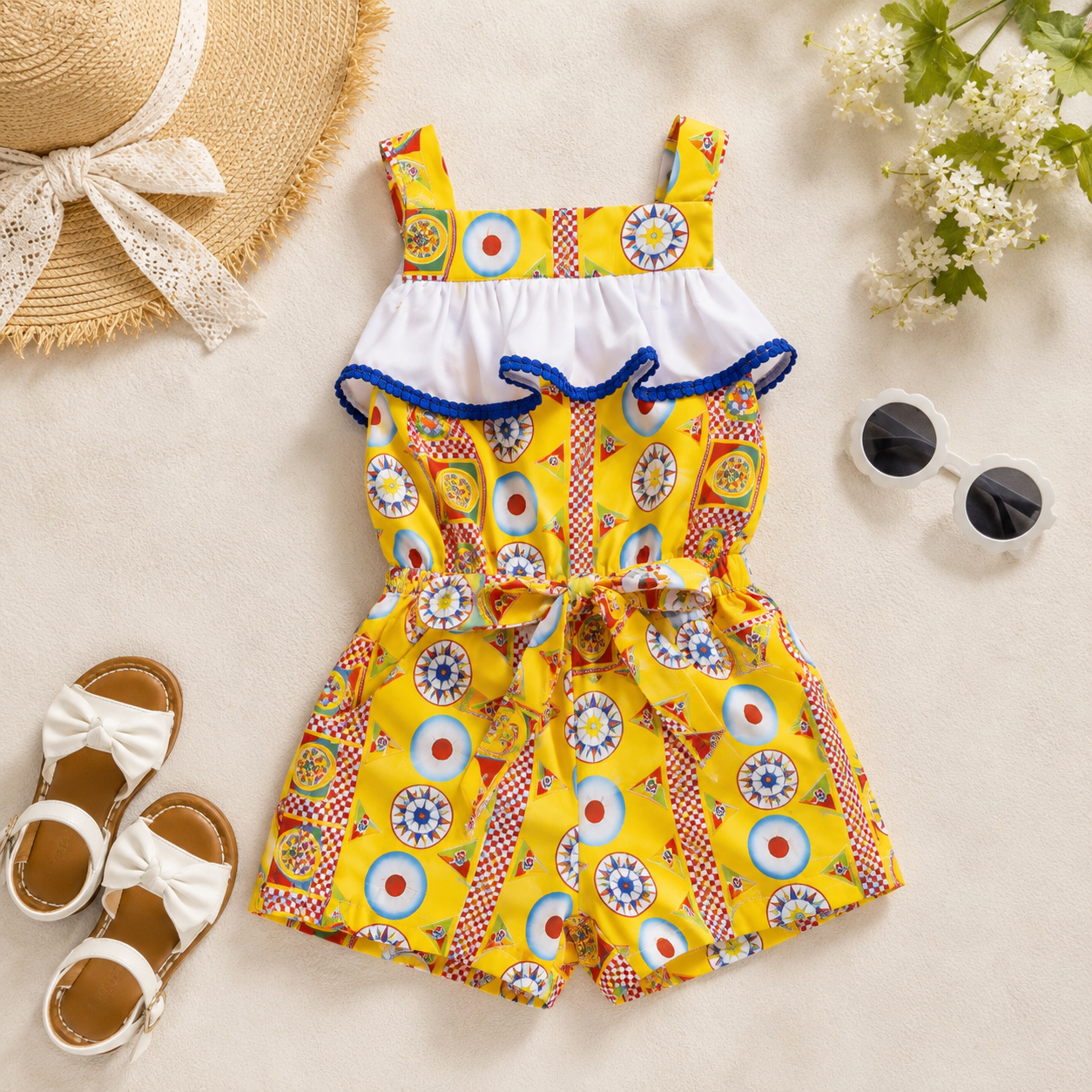 Rochy Girls Estrella Yellow Multi Print Playsuit | Clearance Sale
