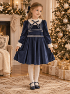 Rochy Girls Geometric Navy & Cream Print Dress | AW26 PRE-ORDER