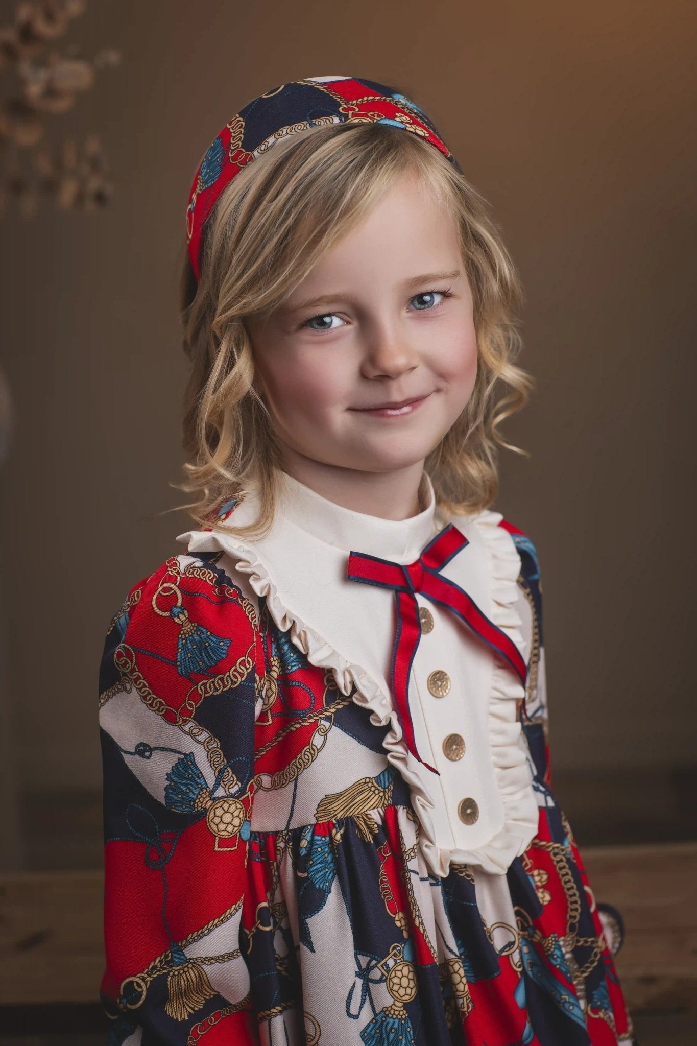 Rochy Girls Gold Collection Red Print Headpiece | AW26 PRE-ORDER