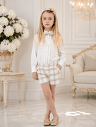 Rochy Girls Camel, Cream and Gold Shorts and Shirt Set