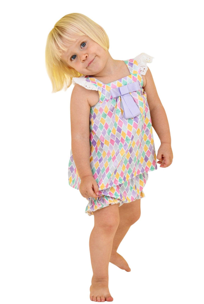 Rochy SS24 - Baby Girls Diamond Multi Coloured Bloomer Set - Mariposa Children's Boutique