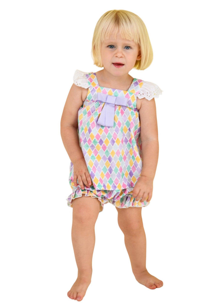 Rochy SS24 - Baby Girls Diamond Multi Coloured Bloomer Set - Mariposa Children's Boutique