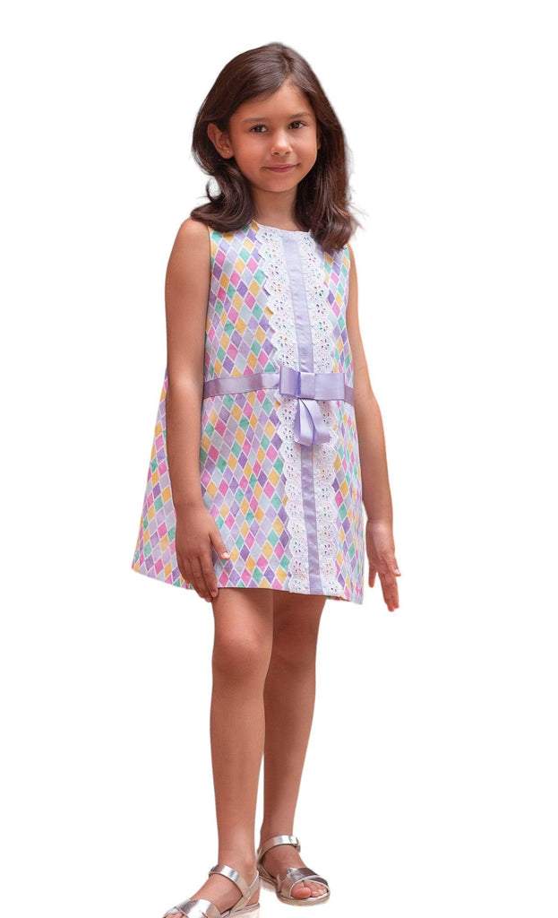 Rochy SS24 - Girls Diamond Multi Coloured Summer Dress - Mariposa Children's Boutique
