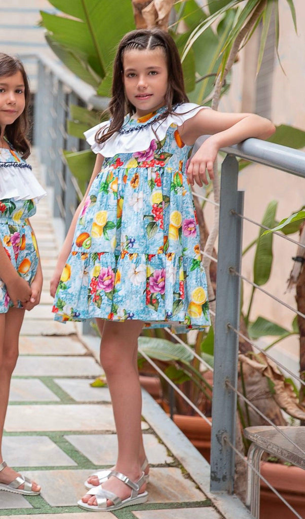 Rochy SS24 - Girls Floral Print & Lemons Dress - Mariposa Children's Boutique