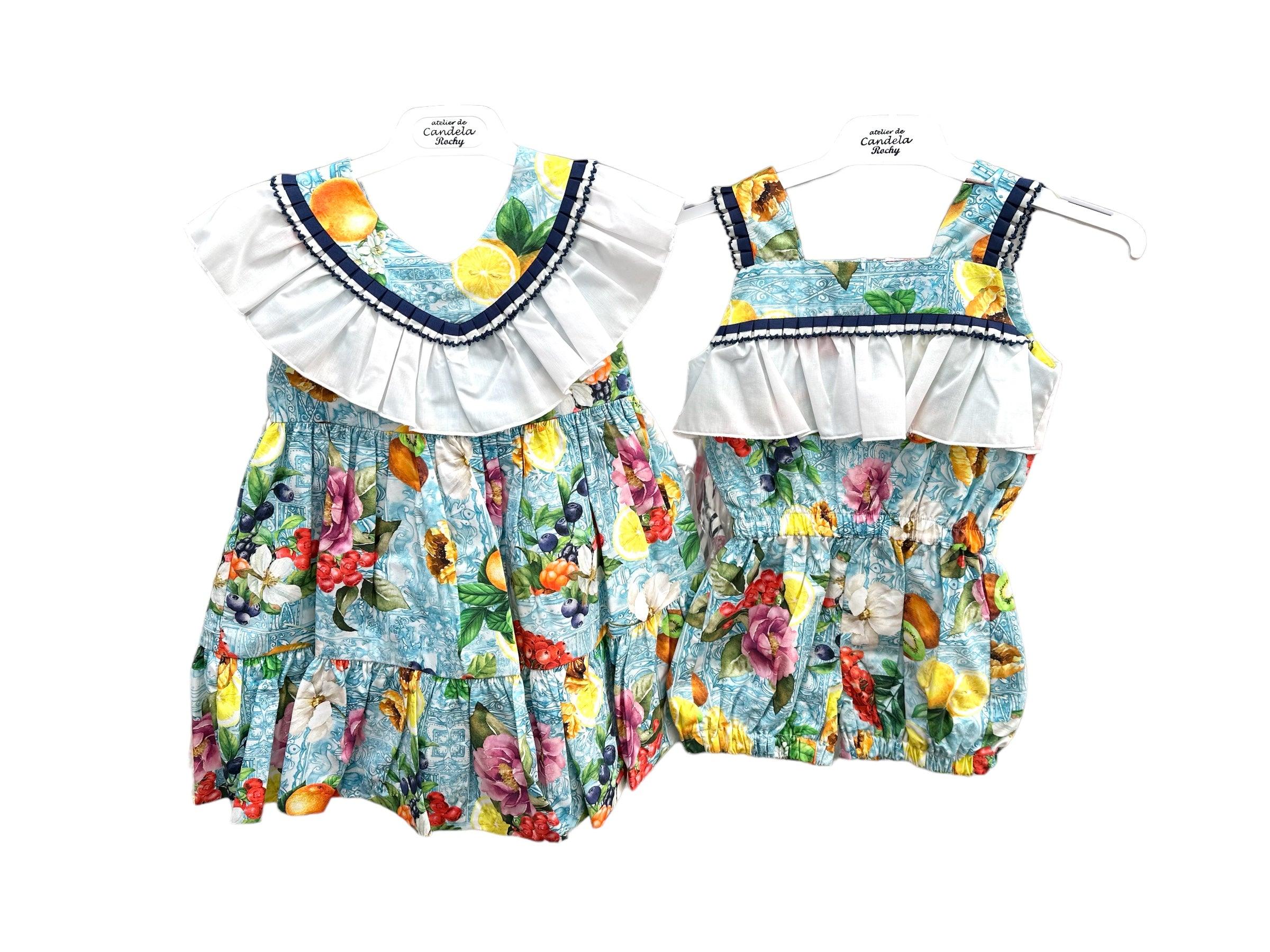 Rochy SS24 - Girls Floral Print & Lemons Dress - Mariposa Children's Boutique