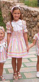 Rochy SS24 - Girls Multi Coloured Stripe Dress - Mariposa Children's Boutique