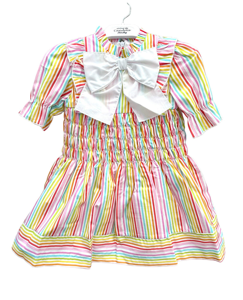 Rochy SS24 - Girls Multi Coloured Stripe Dress - Mariposa Children's Boutique