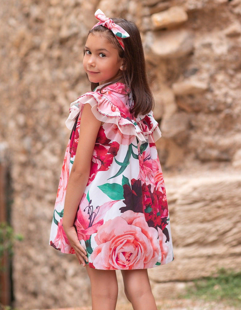 Rochy SS24 - Girls Pink Floral Print Dress - Mariposa Children's Boutique
