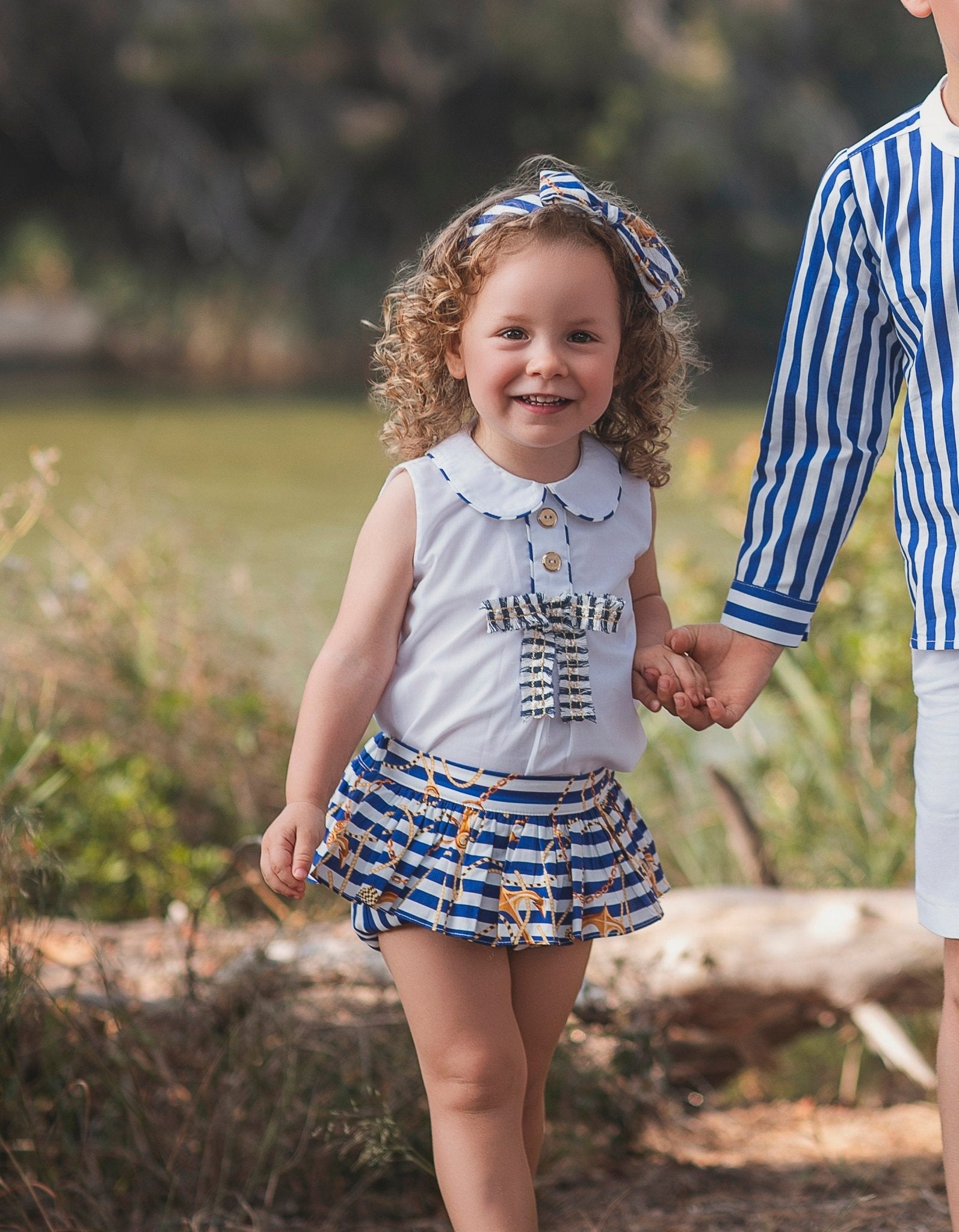 Rochy SS26 PRE - ORDER - Baby Girls Marine 2pc Blouse & Skorts Set