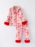 Rylee Faith AW25 - Girls Pink Bow Christmas Pyjamas