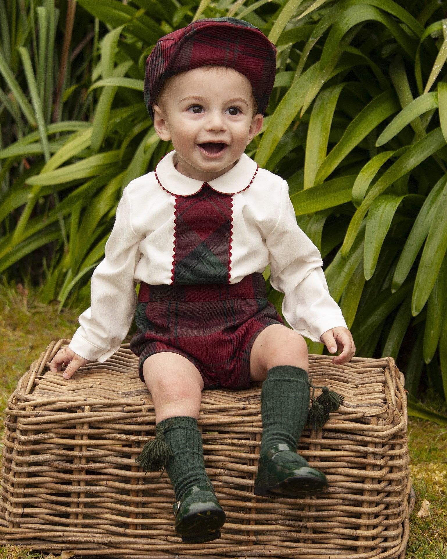 Sonata AW24 PRE-ORDER - Burgundy Collection Baby Boys Outfit - Mariposa Children's Boutique