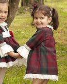 Sonata AW24 PRE-ORDER - Burgundy Collection Girls Check A-Line Dress - Mariposa Children's Boutique