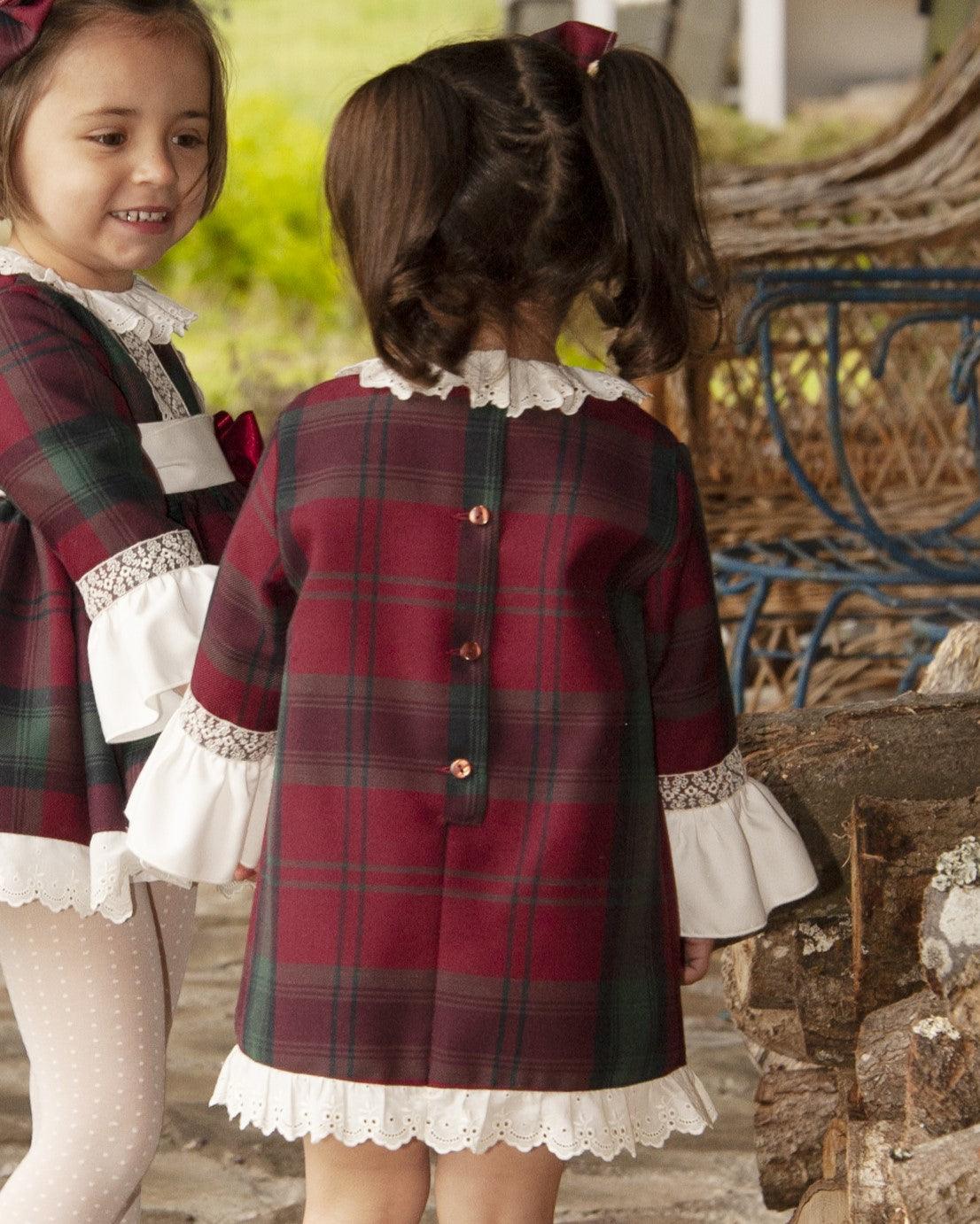 Sonata AW24 PRE-ORDER - Burgundy Collection Girls Check A-Line Dress - Mariposa Children's Boutique