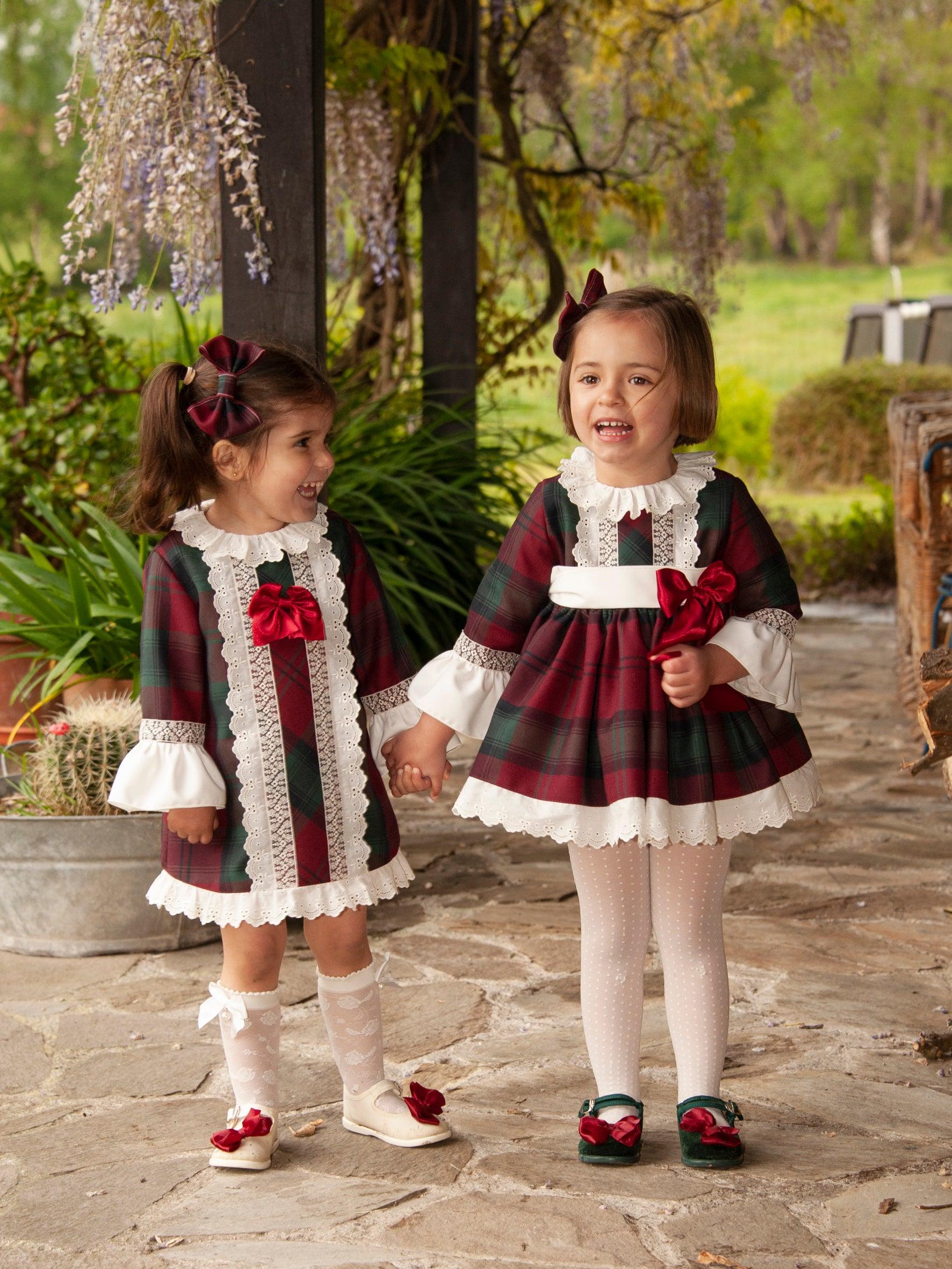 Sonata AW24 PRE-ORDER - Burgundy Collection Girls Check A-Line Dress - Mariposa Children's Boutique