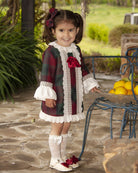 Sonata AW24 PRE-ORDER - Burgundy Collection Girls Check A-Line Dress - Mariposa Children's Boutique