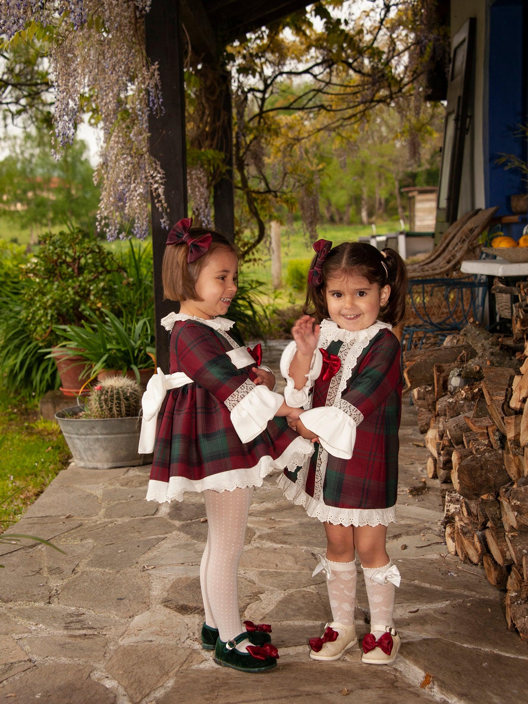 Sonata AW24 PRE-ORDER - Burgundy Collection Girls Puffball Dress - Mariposa Children's Boutique