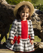 Sonata AW24 PRE-ORDER - Chanel Cream, Black and Red Collection Girl's Dropwaist Dress - Mariposa Children's Boutique