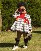 Sonata AW24 PRE-ORDER - Chanel Cream, Black and Red Collection Girl's Puffball Dress - Mariposa Children's Boutique