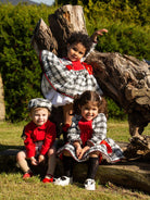 Sonata AW24 PRE-ORDER - Chanel Cream, Black and Red Collection Girl's Puffball Dress - Mariposa Children's Boutique