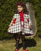 Sonata AW24 PRE-ORDER - Chanel Cream, Black and Red Collection Girls Coat - Mariposa Children's Boutique