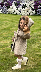 Sonata AW24 PRE-ORDER - Girls Camel Velvet Padded Coat with Fur Lined Hood & Belt - Mariposa Children's Boutique