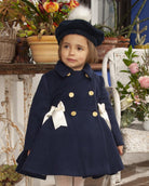 Sonata AW24 PRE-ORDER - Navy Collection Girls Coat & Matching Pom Pom Beret - Mariposa Children's Boutique