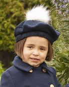 Sonata AW24 PRE-ORDER - Navy Collection Girls Coat & Matching Pom Pom Beret - Mariposa Children's Boutique