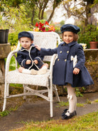 Sonata AW24 PRE-ORDER - Navy Collection Girls Coat & Matching Pom Pom Beret - Mariposa Children's Boutique