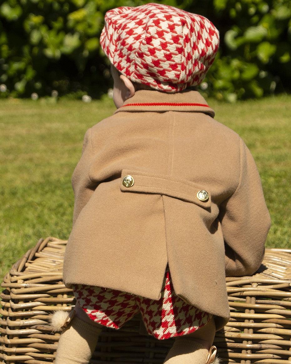 Sonata AW24 PRE-ORDER - Red Check Collection Boys Camel Blazer - Mariposa Children's Boutique