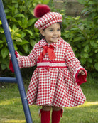 Sonata AW24 PRE-ORDER - Red Check Collection Girls Coat & Hat - Mariposa Children's Boutique