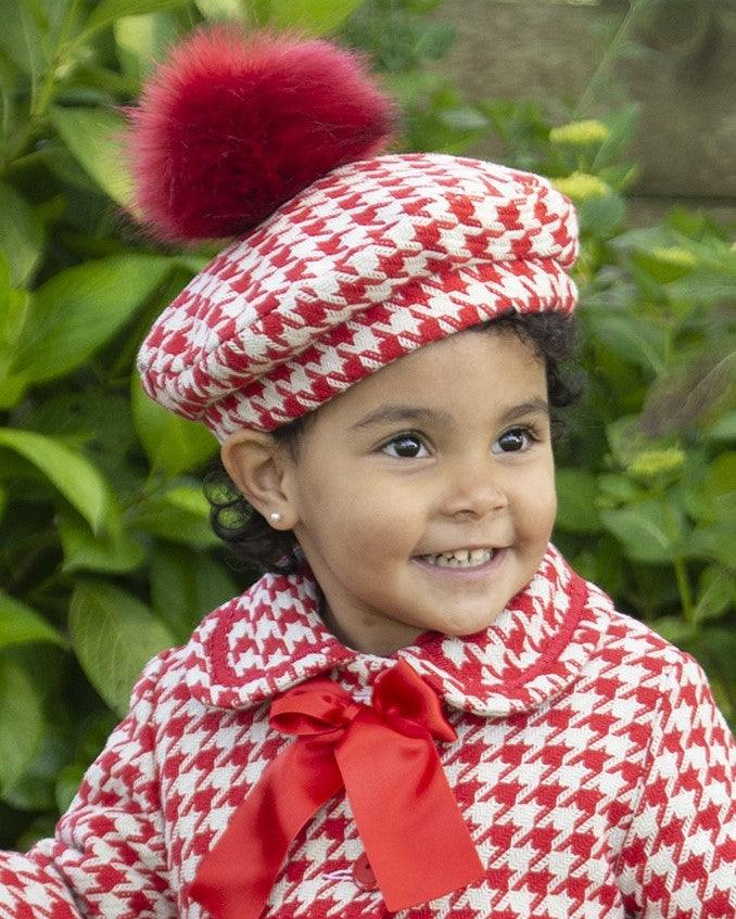 Sonata AW24 PRE-ORDER - Red Check Collection Girls Coat & Hat - Mariposa Children's Boutique