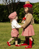 Sonata AW24 PRE-ORDER - Red Check Collection Girls Skirt, Blouse & Jacket Set - Mariposa Children's Boutique