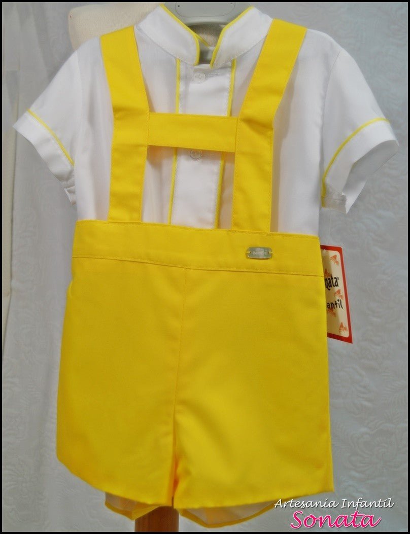 Sonata Infantil boys yellow and cream H-bar set, traditional Spanish summer outfit for boys age 3