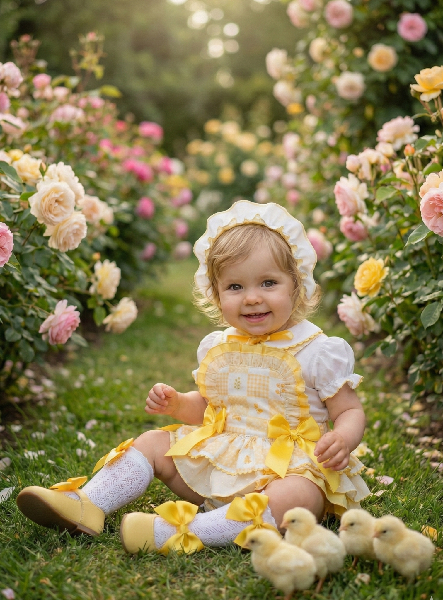Sonata EASTER Made to Order - Baby Girls Yellow Chick Romper Set with Blouse