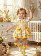 Sonata EASTER Made to Order - Baby Girls Yellow Chick Romper Set with Blouse