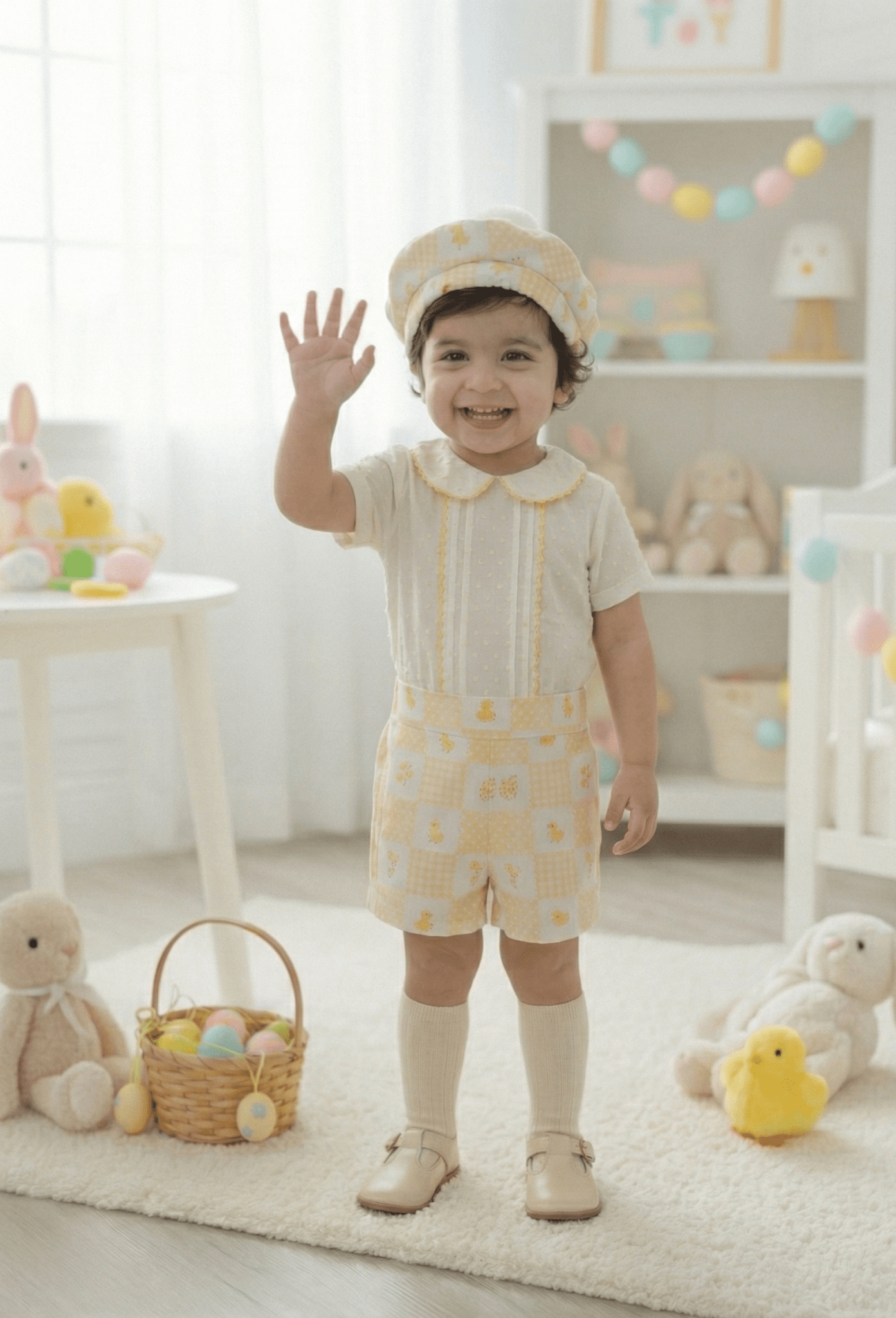 Sonata EASTER Made to Order - Boys Yellow Chick Beret Pom Pom Hat